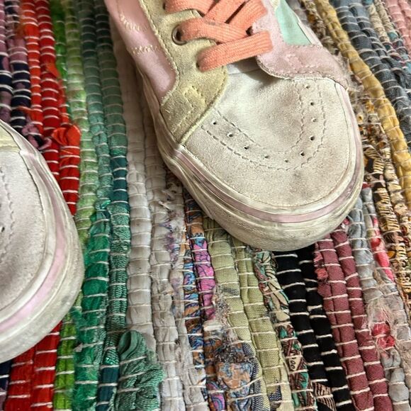 Vans Pastel High Tops Mint Green and Pink High-Top Sneakers Womens 8.5 - Picture 4 of 14